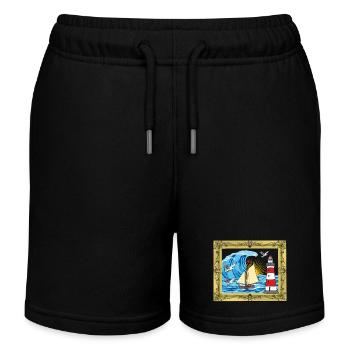 Meer Schiff maritim Seefahrer Seemänner Leuchtturm - Kinder Organic Joggingshorts Mini Bolter von Stanley/Stella - Schwarz - Vorne