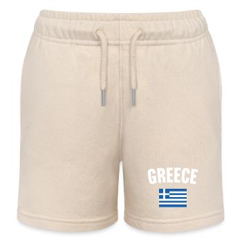 Greece Flag - Kids Organic Sweat Shorts by Stanley/Stella - soft Ecru - Front