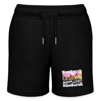 Hamburg Digga coole Hansestadt Hamburch Graffiti - Kinder Organic Joggingshorts Mini Bolter von Stanley/Stella - Schwarz - Vorne