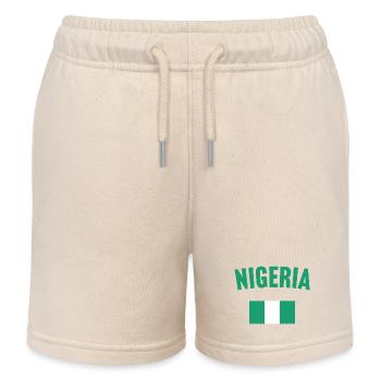 Nigeria Flag - Kids Organic Sweat Shorts by Stanley/Stella - soft Ecru - Front