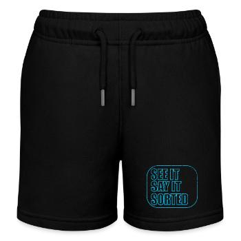 see it say it sorted - Kids Organic Sweat Shorts by Stanley/Stella - black - Front