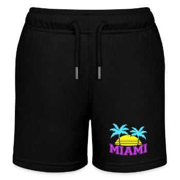 Miami USA Palmen Strand Sonne Amerika Florida Logo - Kinder Organic Joggingshorts Mini Bolter von Stanley/Stella - Schwarz - Vorne