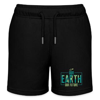 Our Earth Our Future Earth Day Environmental Plane - Kinder Organic Joggingshorts Mini Bolter von Stanley/Stella - Schwarz - Vorne
