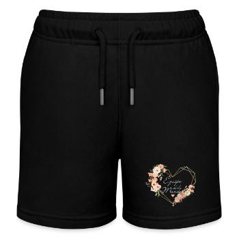 Brautteam Goldenes Herz Blumen - Kinder Organic Joggingshorts Mini Bolter von Stanley/Stella - Schwarz - Vorne