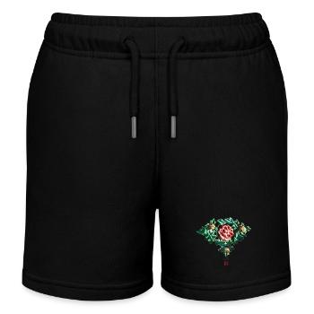 Chinesisch_Blumen_Verbotene Stadt_Pfingstrose1420 - Kids Organic Sweat Shorts by Stanley/Stella - black - Front
