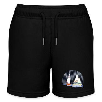 Segelboot - Kinder Organic Joggingshorts Mini Bolter von Stanley/Stella - Schwarz - Vorne