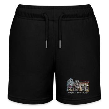 Werne, kultige Häuserzeile am Markt, Kreis Unna - Kinder Organic Joggingshorts Mini Bolter von Stanley/Stella - Schwarz - Vorne
