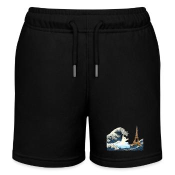 Ökologie Paris Klima T-Shirt Große Welle Bär - Kinder Organic Joggingshorts Mini Bolter von Stanley/Stella - Schwarz - Vorne