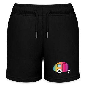 Caravan Caravan Gradient Camping Camper Fan - Kids Organic Sweat Shorts by Stanley/Stella - black - Front