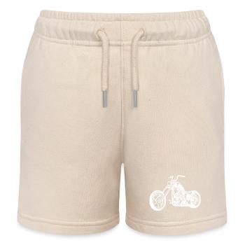 Chopper Motorrad Design in weiss - Kinder Organic Joggingshorts Mini Bolter von Stanley/Stella - Natur - Vorne