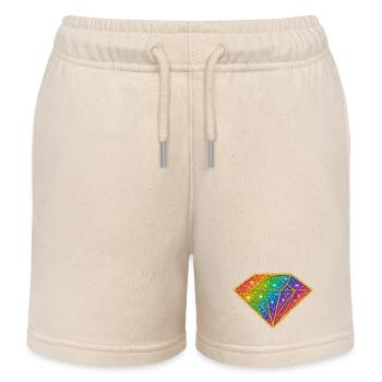 Diamants arc-en-ciel scintillants - Short de jogging enfant bio Stanley/Stella - écru doux - Devant