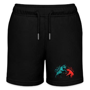 Bulls vs Bears Stock Market Fight Stocks Gift - Kids Organic Sweat Shorts by Stanley/Stella - black - Front