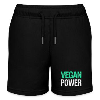 VEGAN POWER – Diction drôle de végane avec humour - Short de jogging enfant bio Stanley/Stella - noir - Devant