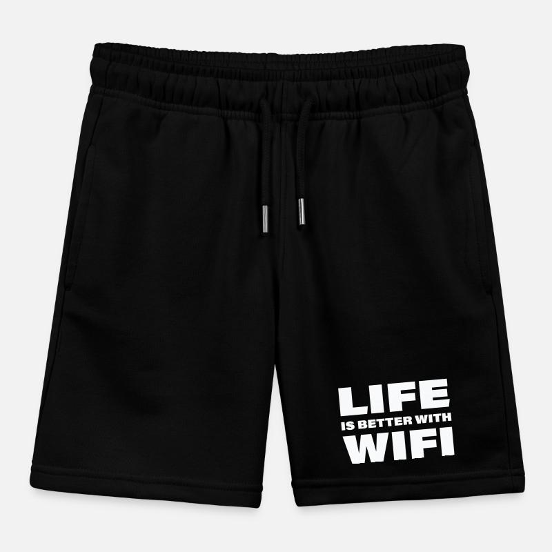 LIFE IS BETTER WITH WIFI Kids Organic Sweat Shorts by Stanley/Stella