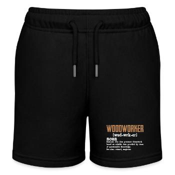 Rustic Woodworker Typo Design - Kids Organic Sweat Shorts by Stanley/Stella - black - Front