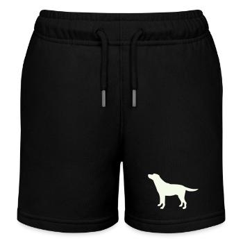 Laufender Hund Silhouette - Kinder Organic Joggingshorts Mini Bolter von Stanley/Stella - Schwarz - Vorne