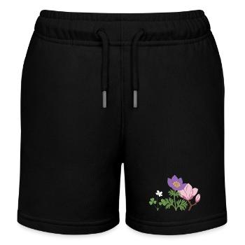 Blumen botanisch Pflanze Design - Kinder Organic Joggingshorts Mini Bolter von Stanley/Stella - Schwarz - Vorne