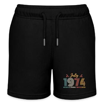 July 1974 Birthday July 1974 July - Kids Organic Sweat Shorts by Stanley/Stella - black - Front