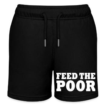 Feed the poor - Kids Organic Sweat Shorts by Stanley/Stella - black - Front