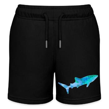 Requin-baleine bleu vert - Short de jogging enfant bio Stanley/Stella - noir - Devant