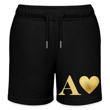 Brief mit goldenem Herz - Kinder Organic Joggingshorts Mini Bolter von Stanley/Stella - Schwarz - Vorne
