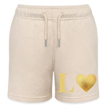 Buchstabe l Goldenes Herz - Kinder Organic Joggingshorts Mini Bolter von Stanley/Stella - Natur - Vorne
