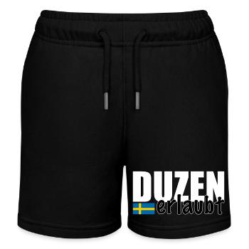 Duzen erlaubt Spruch Du Anrede Schweden Fahne - Kinder Organic Joggingshorts Mini Bolter von Stanley/Stella - Schwarz - Vorne