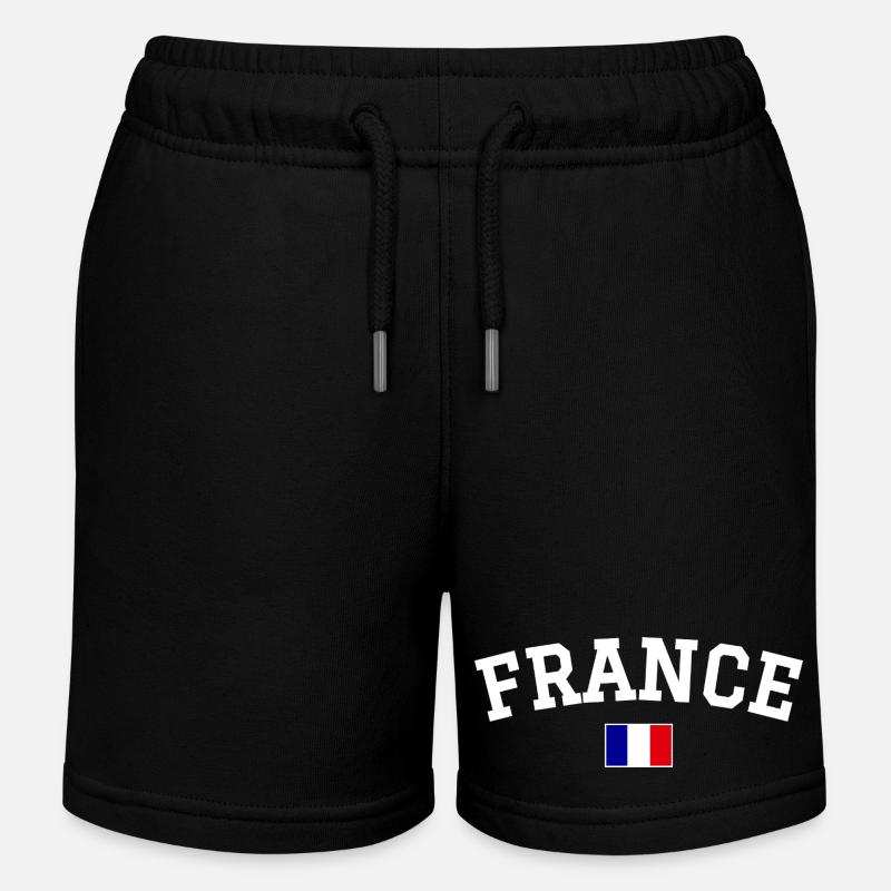 Drapeau français Dessin blanc - Short de jogging enfant bio Stanley/Stella - noir
