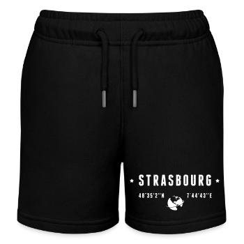 Strasbourg France Coordonnées Gps Globe - Short de jogging enfant bio Stanley/Stella - noir - Devant