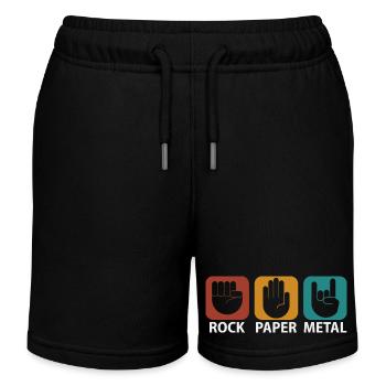 Schere Stein Metal Rock paper Festival Geschenk - Kinder Organic Joggingshorts Mini Bolter von Stanley/Stella - Schwarz - Vorne