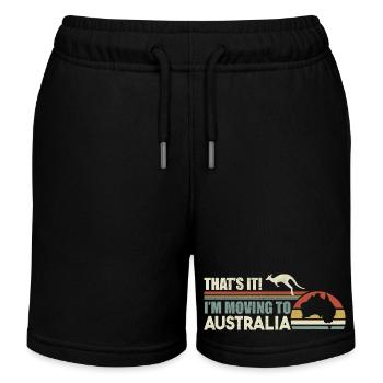 Australien Ich ziehe zu Australien Tourismus - Kinder Organic Joggingshorts Mini Bolter von Stanley/Stella - Schwarz - Vorne