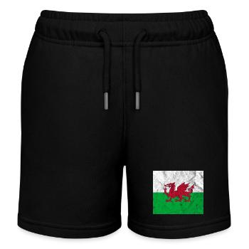 Wales Flagge Vintage - Kinder Organic Joggingshorts Mini Bolter von Stanley/Stella - Schwarz - Vorne