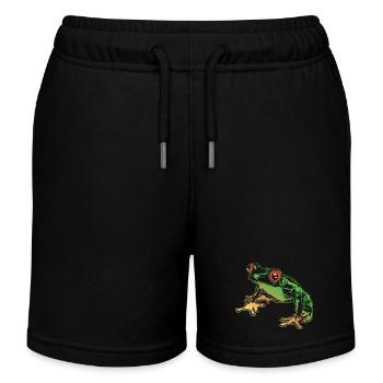 Rainette Graphique Amphibiens aquatiques Grenouilles amoureux - Short de jogging enfant bio Stanley/Stella - noir - Devant
