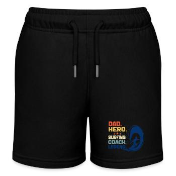 Papa Held Surf Coach Legende Lustig Surfen Papa - Kinder Organic Joggingshorts Mini Bolter von Stanley/Stella - Schwarz - Vorne
