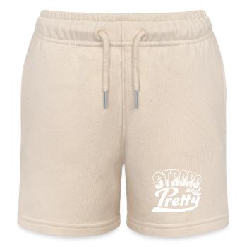 Strong And Pretty Lustiger Gym Fitness Spruch - Kinder Organic Joggingshorts Mini Bolter von Stanley/Stella - Natur - Vorne