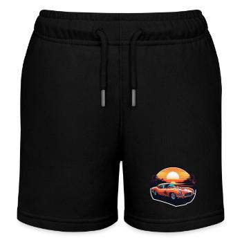 Oldtimer Sonnenuntergang - Kinder Organic Joggingshorts Mini Bolter von Stanley/Stella - Schwarz - Vorne