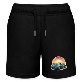 Oldtimer Sonnenuntergang - Kinder Organic Joggingshorts Mini Bolter von Stanley/Stella - Schwarz - Vorne