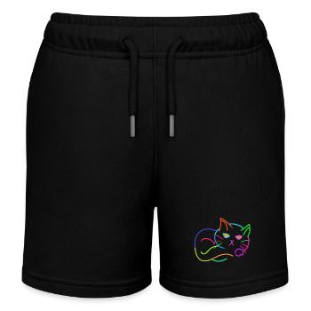 rainbow, cat, colorful, colorful, kids - Kids Organic Sweat Shorts by Stanley/Stella - black - Front