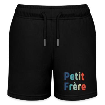 naissance, petit frère, fils, garçon - Short de jogging enfant bio Stanley/Stella - noir - Devant
