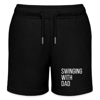 Swinging With Dad Golf - Kids Organic Sweat Shorts by Stanley/Stella - black - Front