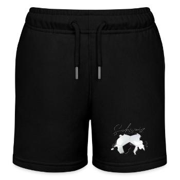 Schweiz Landkarte – echter Fußball DE - Kinder Organic Joggingshorts Mini Bolter von Stanley/Stella - Schwarz - Vorne