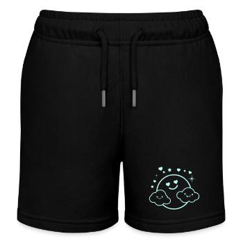 lune nuages coeurs copie - Short de jogging enfant bio Stanley/Stella - noir - Devant