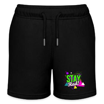 Stay Rad! Retro Vibes - Kinder Organic Joggingshorts Mini Bolter von Stanley/Stella - Schwarz - Vorne