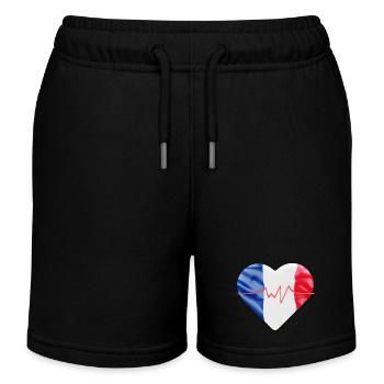French flag - blue, white, red - Kids Organic Sweat Shorts by Stanley/Stella - black - Front