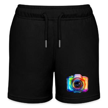 Bunte Kamera im modernen Glas Design - Kinder Organic Joggingshorts Mini Bolter von Stanley/Stella - Schwarz - Vorne