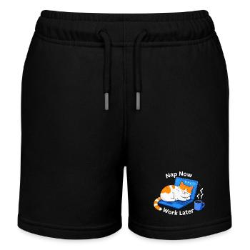 Nap Now Work Later - Kids Organic Sweat Shorts by Stanley/Stella - black - Front