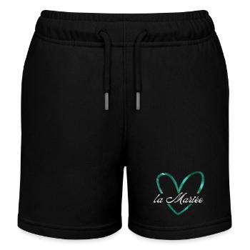 Die Braut Glitzer Grünes Herz - Kinder Organic Joggingshorts Mini Bolter von Stanley/Stella - Schwarz - Vorne