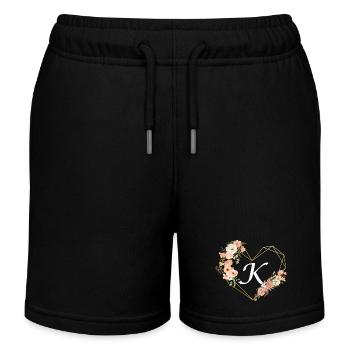 Lettre k cœur doré floral - Short de jogging enfant bio Stanley/Stella - noir - Devant