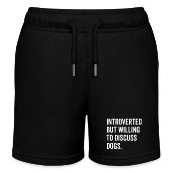 Introvertiert, aber bereit, über Hunde zu diskutieren - Kinder Organic Joggingshorts Mini Bolter von Stanley/Stella - Schwarz - Vorne