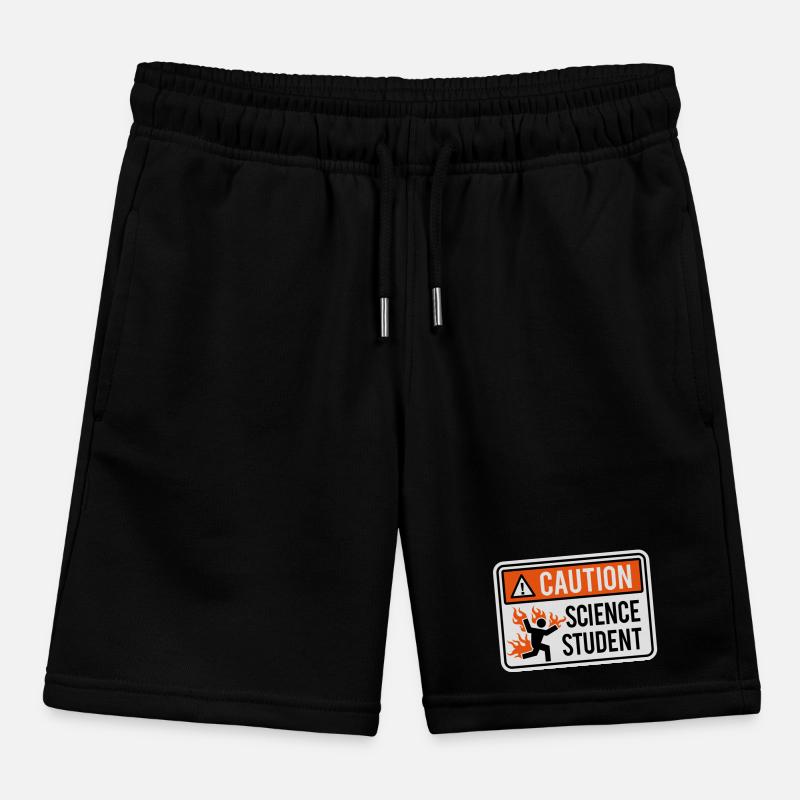 Caution science student - physics / chemistry Kids Organic Sweat Shorts by Stanley/Stella